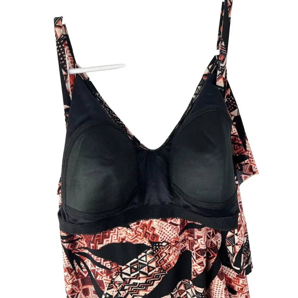 Magicsuit Urban Safari Tiered Ruflle Tankini Top 10 Slimming